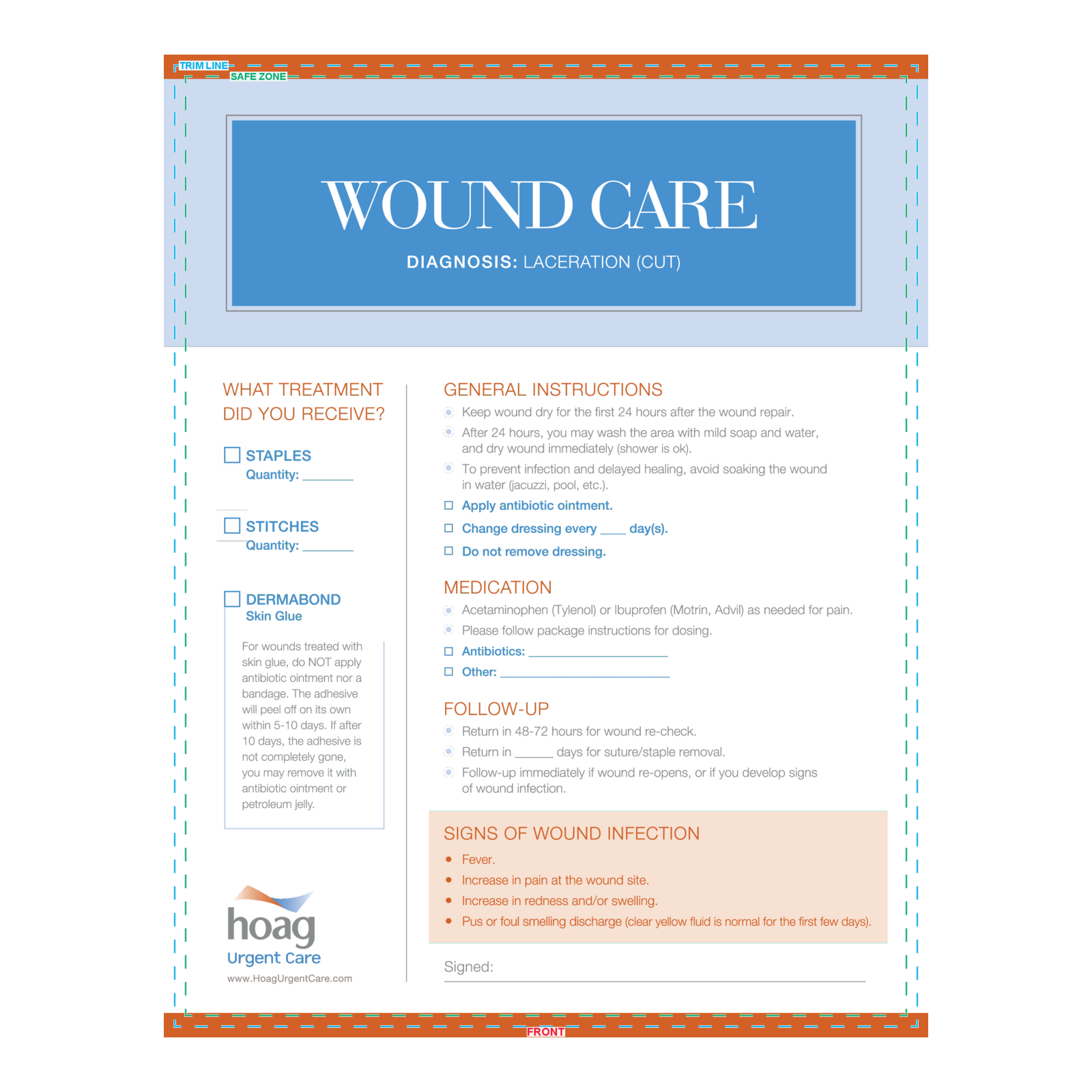 Discharge Instructions Wound Hoag Urgent Care